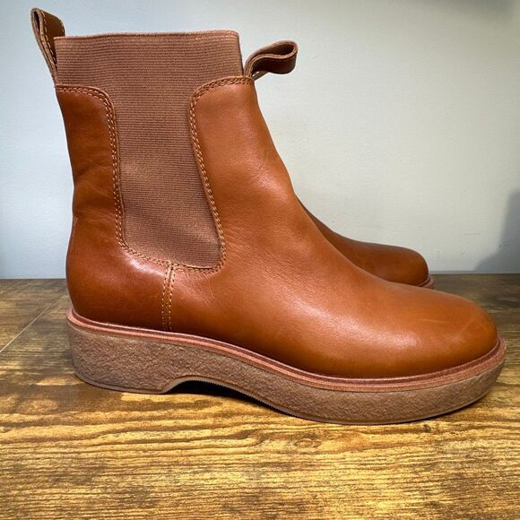 Madewell Ankle Booties 9 Brown The Camryn Chelsea Boot Leather English Saddle - Picture 1 of 9